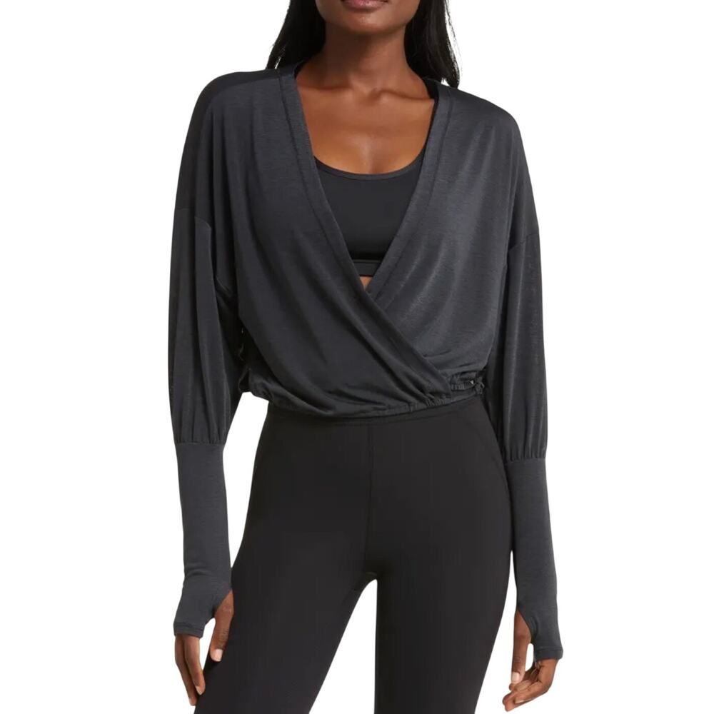 FP Free People Movement Radiant Wrap Charcoal Grey Layer Top Size S